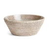 Napa Home & Garden 10.75"  Burma Rattan Whitewash Round Fruit Bread Wicker Natural Woven Serving Bow In Nude