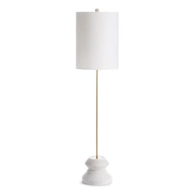 Napa Home & Garden 34.5" Kaiden 25w Whitewash Modern Premium Tall Geometric Lamp W/ Fabric Shade