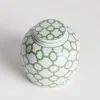 Napa Home & Garden 5.5" Imperial Link Chinoiserie Green & White Porcelain Lidded Jar Accent Piece In Green