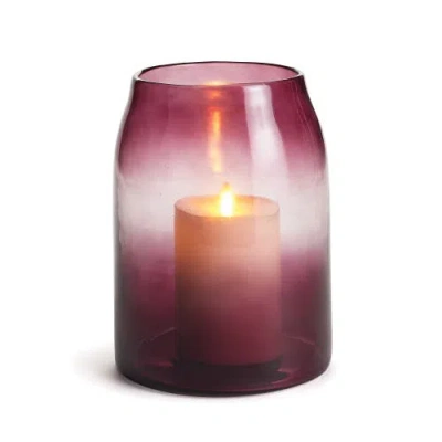Napa Home & Garden 6" Maarten Purple Hue Hurricane Glass Led Small Candle Holder