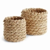 Napa Home & Garden Abaca French Braid Storage Baskets Round Set Of 2 In Brown