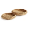 Napa Home & Garden Abaca French Braided Round Decorative Trays Set Of 2 In Brown