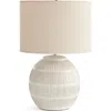 Napa Home & Garden Antoni Hatch Mark Pattern Decorative Contemporary Table Lamp W/ Linen Shade In White