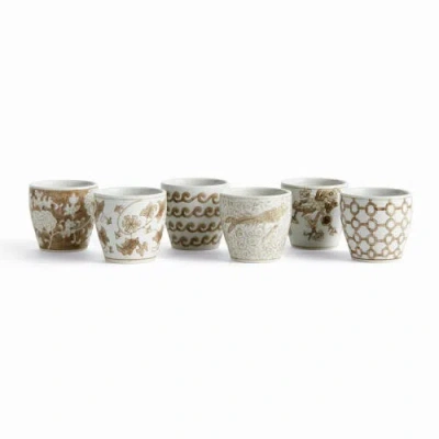 Napa Home & Garden Brown & White Ceramic Province Mini Flower Pots, Set Of 6