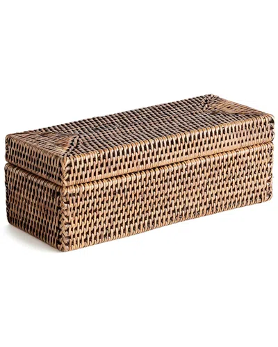 Napa Home & Garden Burma Rattan 3-compartment Lidded Box In Brown