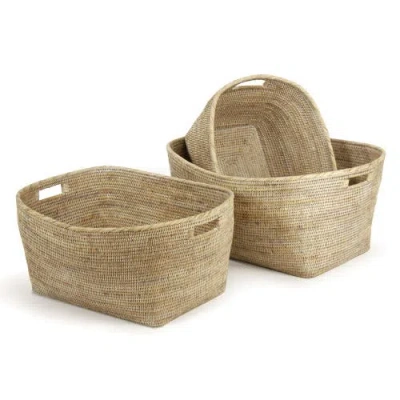 Napa Home & Garden Burma Rattan Family Baskets With Handles Set Of 3 In Brown
