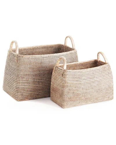 Napa Home & Garden Burma Rattan Narrow Magazine Baskets In White