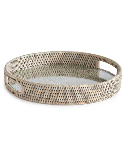 Napa Home & Garden Burma Rattan Round Serving Tray In Gray