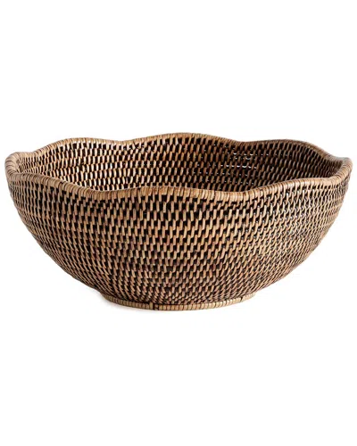 Napa Home & Garden Burma Rattan Scalloped Edge Bowl -warm Brown