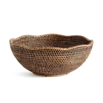 Napa Home & Garden Burma Rattan Scalloped Edge Decorative Bowl In Brown