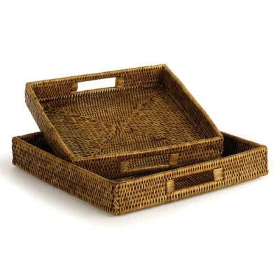 NAPA HOME & GARDEN NAPA HOME & GARDEN BURMA RATTAN SQUARE TABLE DECORATIVE TRAYS SET OF 2