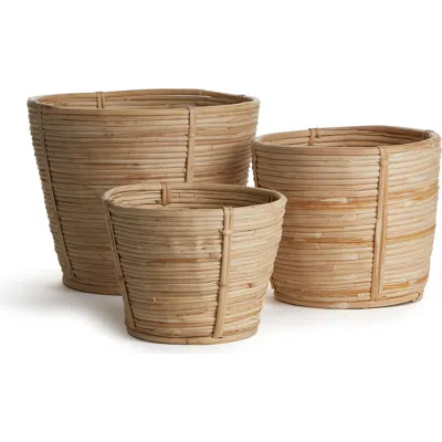 NAPA HOME & GARDEN NAPA HOME & GARDEN CANE RATTAN ROUND TAPERED BASKETS, SET OF 3