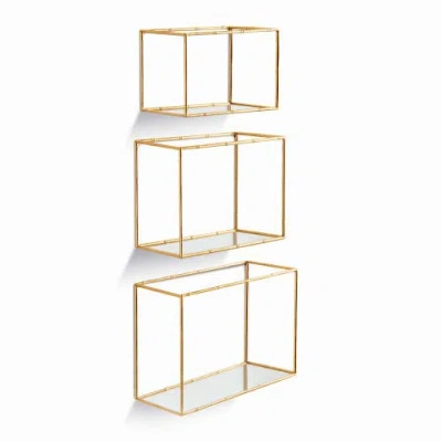 Napa Home & Garden Daphne Mirrored Wall Shelves Set Of 3 In Gold