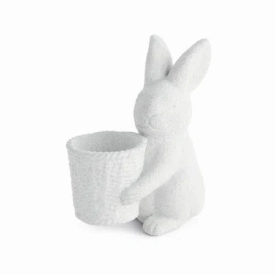 Napa Home & Garden Janie White Concrete Rabbit With Basket Pot