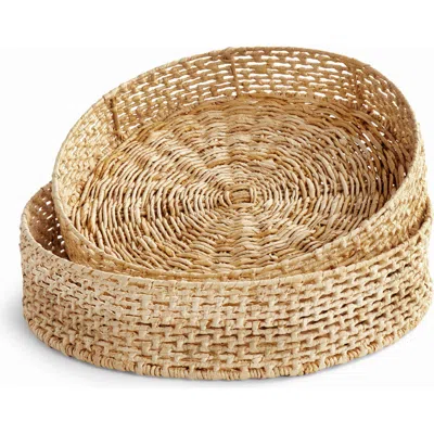 Napa Home & Garden Juliet Abaca Round Trays, Set Of 2 In Brown