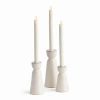 Napa Home & Garden Libbey Decorative Indoor Premium Glaze Finish Stoneware Taper Candle Holders Set  In White