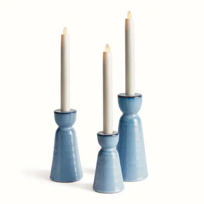 Napa Home & Garden Libbey Taper Candle Holders In Blue