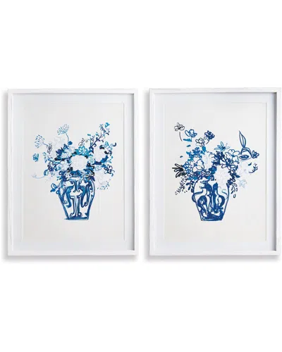 Napa Home & Garden Matched Pair Floral Prints In Blue