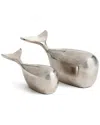 Napa Home & Garden Moby Whale Sculptures Set Of 2 In Silver