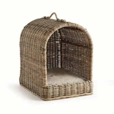 Napa Home & Garden Normandy Canopy Enclosed Handwoven Small Raised Pet Bed 23.5" X 29" In Brown