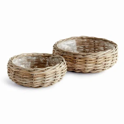 Napa Home & Garden Normandy Low Basket Planters, Set Of 2 In Gray