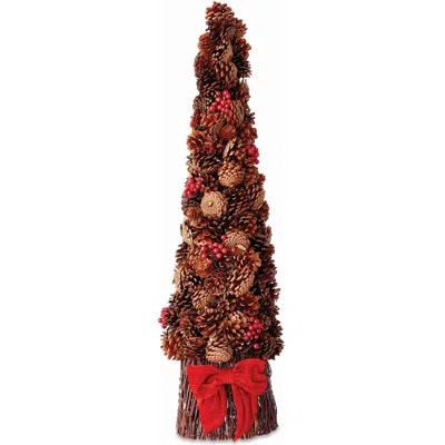 Napa Home & Garden Pine Cone & Berry Faux (fake) 36"h Topiary In Red