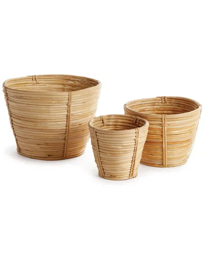 Napa Home & Garden Rattan Round Tapered Mini Planter In Beige