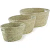 Napa Home & Garden Rivergrass Oval Baskets With Handles Set Of 3 In White