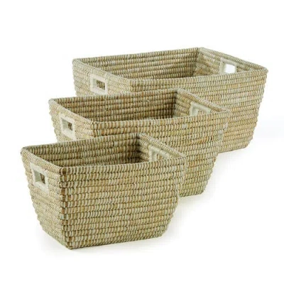 NAPA HOME & GARDEN NAPA HOME & GARDEN RIVERGRASS RECTANGULAR BASKETS WITH HANDLES SET OF 3