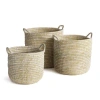Napa Home & Garden Rivergrass Round Baskets With Handles Set Of 3 In Nude