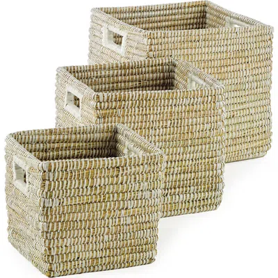NAPA HOME & GARDEN NAPA HOME & GARDEN RIVERGRASS SQUARE BASKETS WITH HANDLES SET OF 3