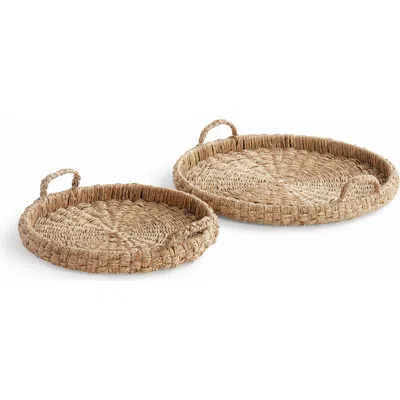 Napa Home & Garden Sawyer Round Trays With Handles, Natural Mendong Rattan, 2pc In Brown