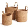 Napa Home & Garden Seagrass Round Baskets With Long Handles Set Of 3 In Brown