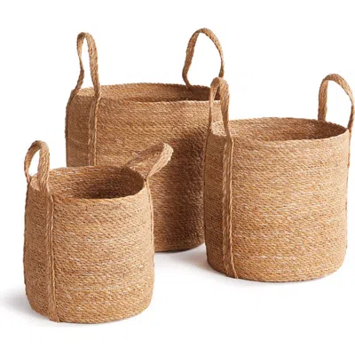 NAPA HOME & GARDEN NAPA HOME & GARDEN SEAGRASS ROUND BASKETS WITH LONG HANDLES SET OF 3