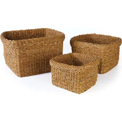 NAPA HOME & GARDEN NAPA HOME & GARDEN SEAGRASS SQUARE BASKETS WITH CUFFS SET OF 3