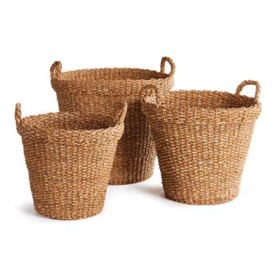 NAPA HOME & GARDEN NAPA HOME & GARDEN SEAGRASS TAPERED BASKETS WITH HANDLES AND CUFFS SET OF 3