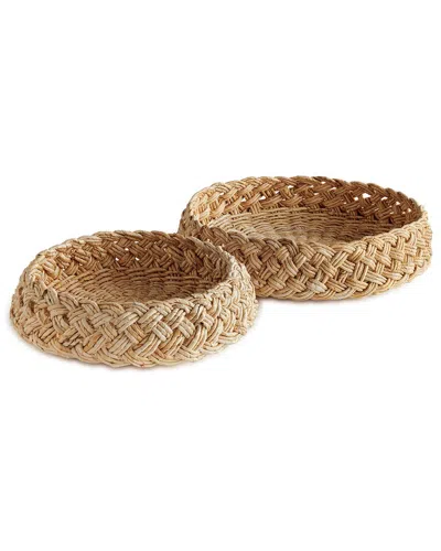Napa Home & Garden Set Of 2 Abaca French Braided Baskets In Brown