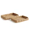 Napa Home & Garden Set Of 2 Abaca French Braided Square Trays In Beige