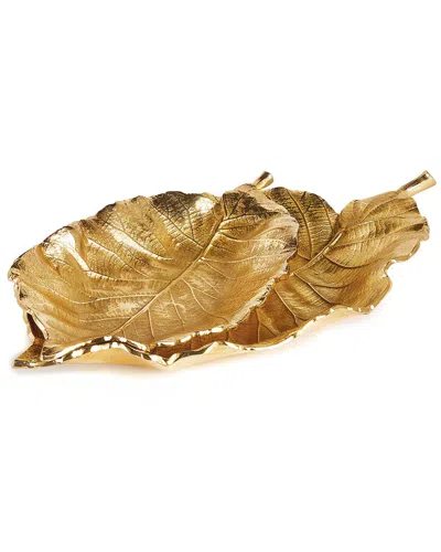 Napa Home & Garden Set Of 2 Alegra Leaf Trays In Gold