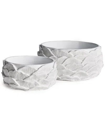 Napa Home & Garden Set Of 2 Ashika Low Pots In White
