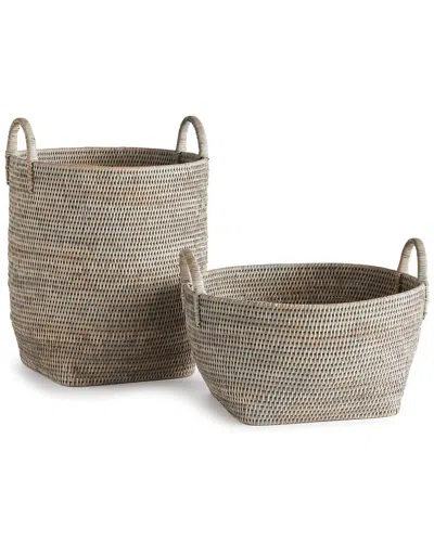 Napa Home & Garden Set Of 2 Burma Rattan Orchard Baskets In Gray