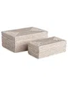 Napa Home & Garden Set Of 2 Burma Rattan Rectangular Lidded Boxes In White