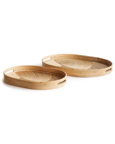 Napa Home & Garden Set Of 2 Jelani Cane Oval Trays In Beige