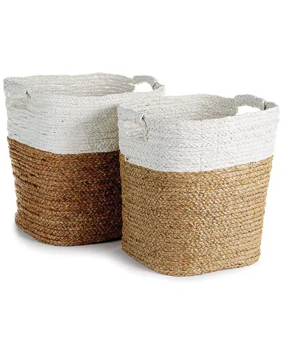 Napa Home & Garden Set Of 2 Madura Rectangular Baskets In White