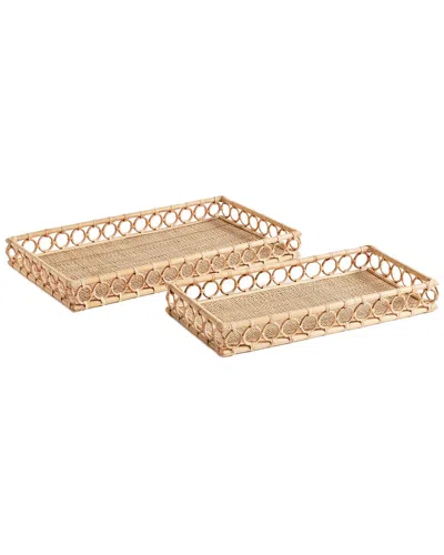 Napa Home & Garden Set Of 2 Ninette Rectangular Trays In Beige