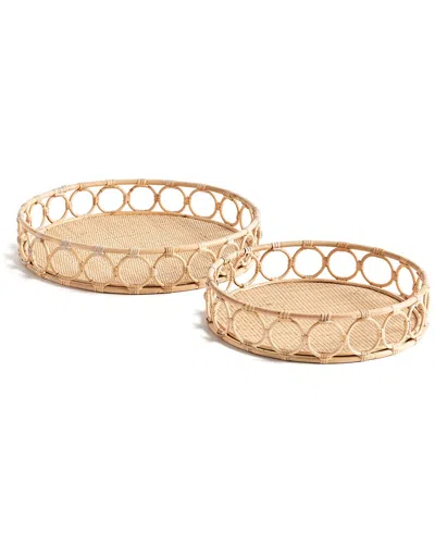 Napa Home & Garden Set Of 2 Ninette Round Trays In Beige