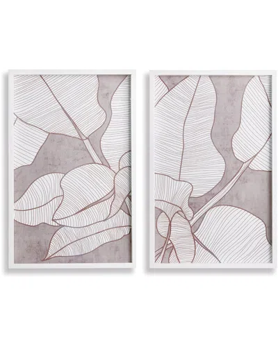 Napa Home & Garden Set Of 2 Palm Leaf Prints In Taupe