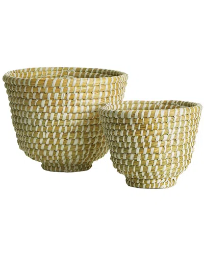Napa Home & Garden Set Of 2 Rivergrass Decorative Footed Bowls In Brown