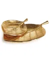 Napa Home & Garden Set Of 2 Rue Leaf Trays In Gold