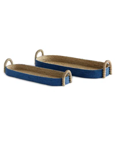 Napa Home & Garden Set Of 2 Tiana Seagrass Long Oval Baskets In Blue